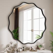 Espelho VETROVUE Round Wavy 76,2 cm com moldura de metal preto Espelho VETROVUE Round Wavy 76,2 cm com moldura de metal preto