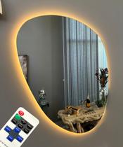 Espelho Vidro 80cm Banheiro + LED Branco Quente e Controle