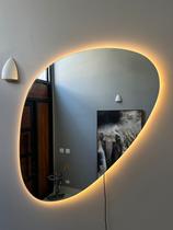 Espelho Vidro 95cm Banheiro Decorativo Com LED Branco Quente
