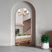 Espelho Vitral Base Reta Retrô De Chão 150x50cm Em Couro