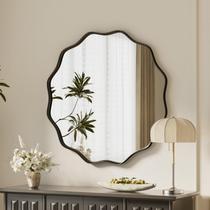 Espelho VooBang Black Scalloped Circle Espelho de parede redondo de 50 cm