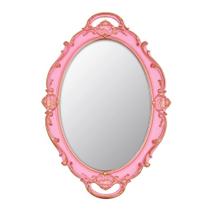 Espelho YCHMIR Vintage oval rosa 37x25cm com moldura