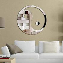 Espelho Yin Yang Acrílico Espelhado Prata Sala Home 20cm Espelho Yin Yang Acrílico Espelhado Prata Sala Home 20cm