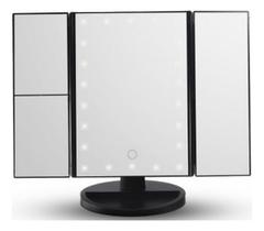 Espelho Zoom 3x Camarim 22 Leds Dobrável Iluminação 3 Lados