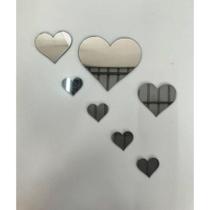 Espelhos Acrílico Decorativo Coração Quarto Sala Kit 7