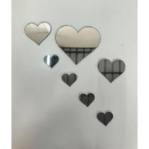 Espelhos Acrílico Decorativo Coração Quarto Sala Kit 7 Peças