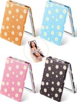 Espelhos de bolso Qunclay Daisy Pattern com ampliação 2X, conjunto de 4
