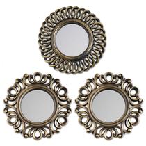 Espelhos de parede BONNYCO Round Gold, pacote com 3 para decoração de casa Espelhos de parede BONNYCO Round Gold, pacote com 3 para decoração de casa