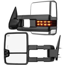 Espelhos de reboque WHALEMOTOR aquecidos com LED fumê para Chevy GMC