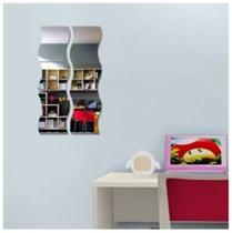 Espelhos Decoração Curvas Retângulo Sala Quarto 4 Peças