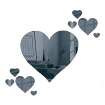 Espelhos Decorativo Coração Quarto Sala Cozinha 7 Pçs