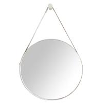 Espelhos decorativo redondo - c alça em couro branco