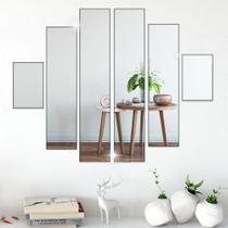 Espelhos Decorativos Kit 6 Peças Retângulo Decoração De Casa Prata