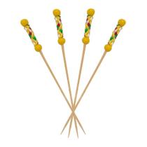 Espetinho Decora Festa Trançado Amarelo 100 Un Drinks Pratos