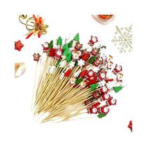 Espetinhos De Frutas Festivos De Natal 50/100 Peças Com Designs De Papai Noel, Floco De Neve E Espetinhos De Frutas Festivos De Natal 50/100 Peças Com Designs De Papai Noel, Floco De Neve E