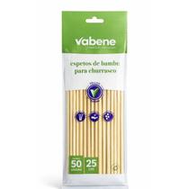 Espeto Bambu Para Churrasco Vabene 25cm Pacote 50un