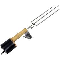 Espeto Churrasco Elétrico Giratório Aço Inox Triplo Tamanho Ajustável 80 À 95CM Bivolt