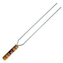 Espeto Churrasco Gaúcho Duplo Aço Cromado 55cm Cabo Madeira Profissional