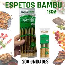 Espeto de Bambu Para Churrasco, Doces, festa 18cm 200 unid Espeto de Bambu Para Churrasco, Doces, festa 18cm 200 unid