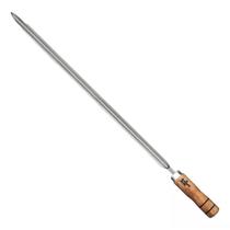 Espeto De Inox 55cm para Churrasco Cabo de Madeira