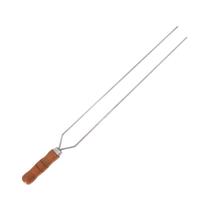 Espeto Duplo 70cm De Inox Com Cabo Madeira Churrasco Espeto Duplo 70cm De Inox Com Cabo Madeira Churrasco