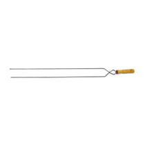 Espeto Duplo para Carne de Churrasco 75cm com Cabo de Madeira para Churrasqueira Aramefer