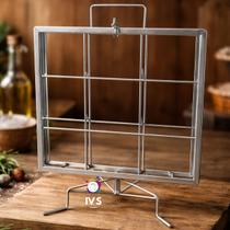 Espeto Grelha Churrasco Suporte Costela Fogo De Chão Espeto Assar Cordeiro Patagônico Costelão Aço Carbono Galvanizado Base Giratória 25KG