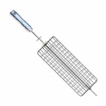 Espeto Grelha Giratório - 65cm - Inox - Abre - Fecha - Cabo Revestido Espeto Grelha Giratório - 65cm - Inox - Abre - Fecha - Cabo Revestido