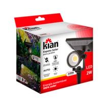 Espeto led pvc jardim solar - preto 02w/3000k - kian - kit c/ 12 un.