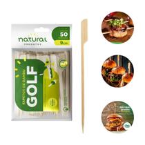 Espeto Palito De Bambu Golf Natural 9Cm Para Hambúrguer E Petisco Com 250 Unidades