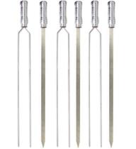 Espetos Churrasco Aço Inox Duplo + Simples 75cm Kit com 6