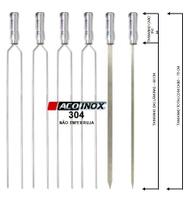 Espetos Churrasco Aço Inox Duplo + Simples 75cm Kit com 6