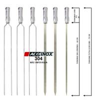 Espetos Churrasco Aço Inox Duplo + Simples 75cm Kit com 6