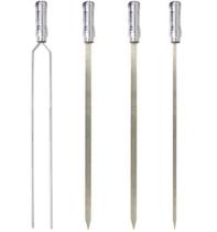 Espetos Churrasco Aço Inox Duplo + Simples 85cm Kit com 4