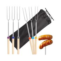 Espetos De Aço Inoxidável Extensíveis Para Churrasco 5 6 10pcs Bastões Para Marshmallows E Hot Dog