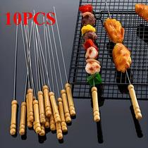 Espetos De Aço Inoxidável Reutilizáveis Para Churrasco 10PCS Ferramentas De Cozinha Para Camping E