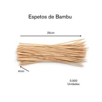 Espetos De Bambu Para Churrasco: 25cm x 4mm c/5000