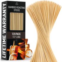 Espetos de madeira de bambu, pacote Zulay 120 - palitos para assar marshmallow de 17,5 cm e espetos de churrasco