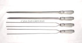 Espetos Inox Para Churrasco 2 Simples E 2 Duplo 44cm Lamina Espetos Inox Para Churrasco 2 Simples E 2 Duplo 44cm Lamina