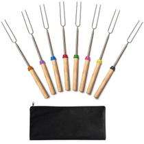 Espetos Telescópicos de Inox para Marshmallow - Kit com 32cm - Ideal para Acampamentos e Fogueiras