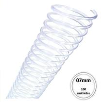Espiral Plastico para encadernação 07 mm Transparente c/ 100 Pcs