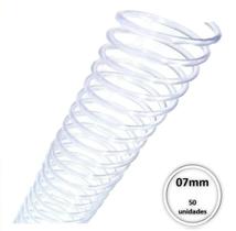 Espiral Plastico para encadernação 07 mm Transparente c/ 50 Pcs