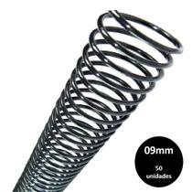 Espiral Plastico para encadernação 09mm Preto c/ 50 Pcs - MARES