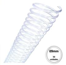 Espiral Plastico para encadernação 09mm Transparente c/ 50 Pcs - MARES