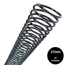 Espiral Plastico para encadernação 17mm Preto c/ 50 Pcs - MARES