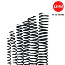 Espiral PVC para Encadernação 12mm Preto Cap. 70 Folhas PT/100
