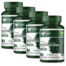Espirulina + Vitamina B 12 500mg 60 Cápsulas Muwiz 4 Potes
