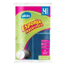 Esponja Alklin Abrasivo Dupla Face Antirrisco Tradicional 11x7,5x2cm 4 Unidades