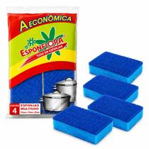 Esponja Azul Lava Louça Cozinha Bucha Para Pia Dupla Face Kit Econômico Com 4 Unidades Esponja Azul Lava Louça Cozinha Bucha Para Pia Dupla Face Kit Econômico Com 4 Unidades