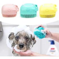 Esponja Banho Cachorro Gato Pet Silicone Com Reservatório Shampoo Massagem ROSA - HYPEM